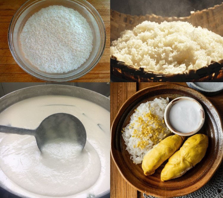 Các bước làm xôi sầu riêng